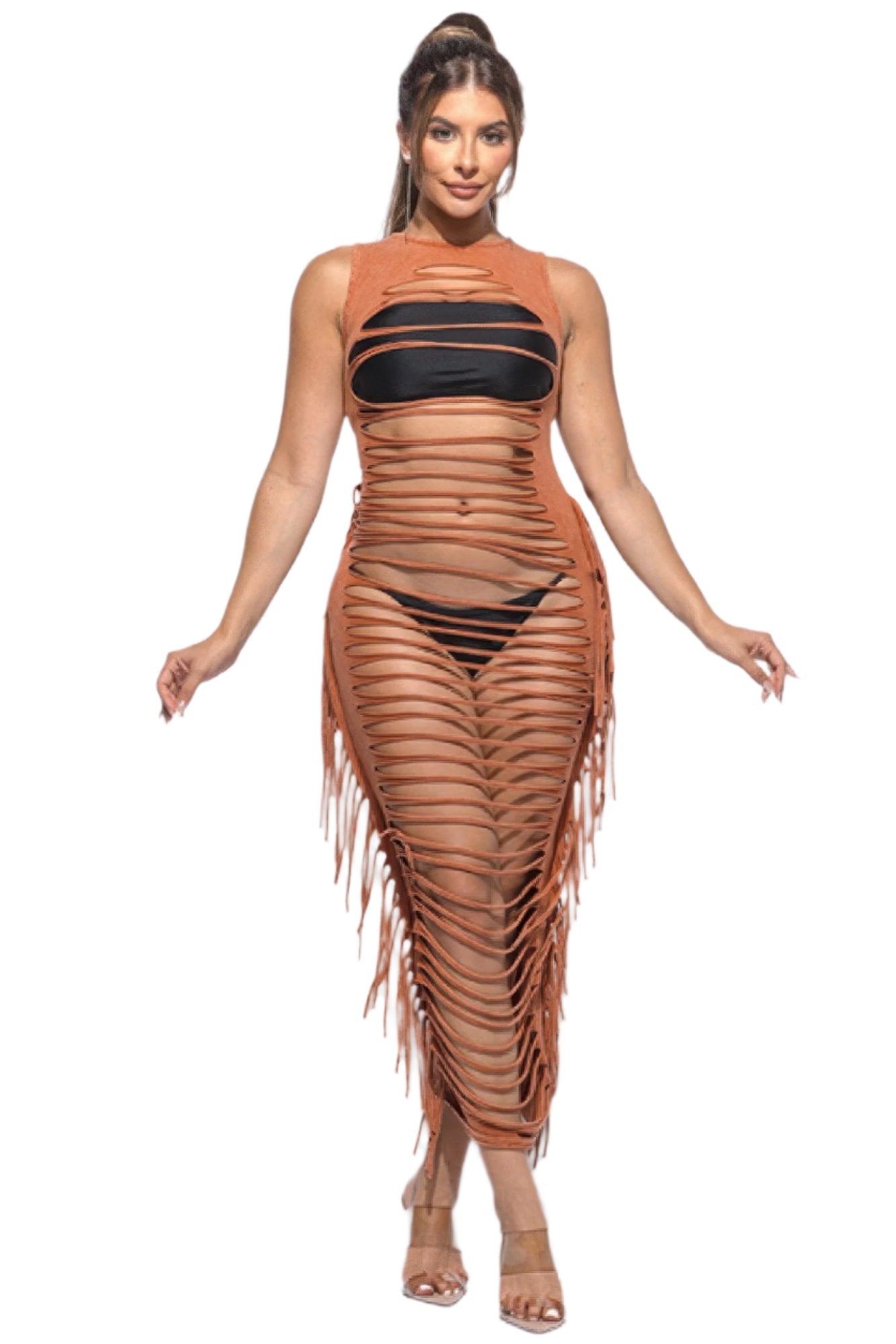 Fringe Cut Out Maxi Dress - Nova Store
