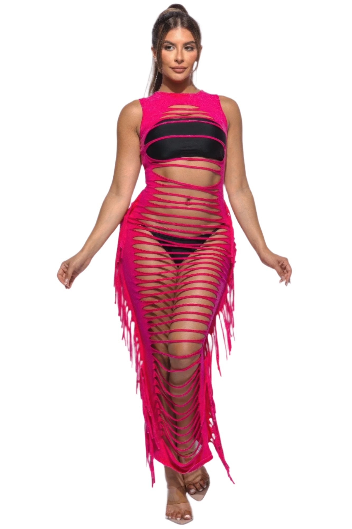 Fringe Cut Out Maxi Dress - Nova Store