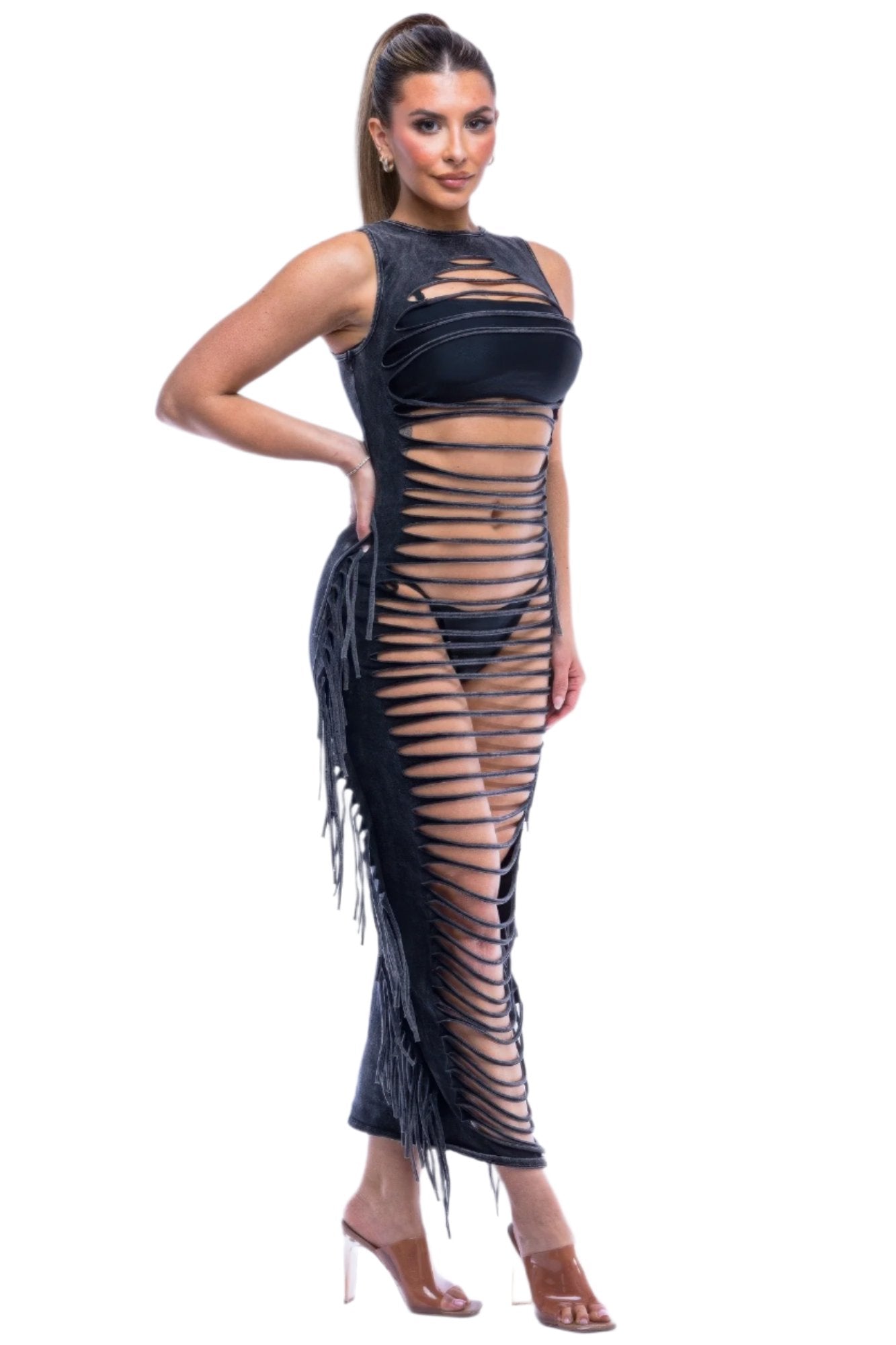 Fringe Cut Out Maxi Dress - Nova Store
