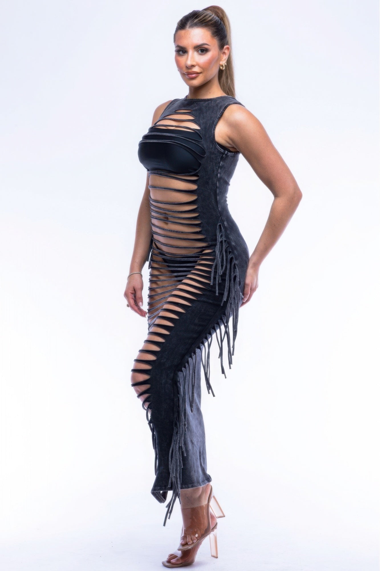 Fringe Cut Out Maxi Dress - Nova Store