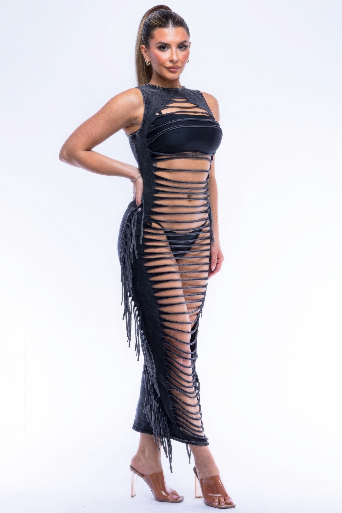 Fringe Cut Out Maxi Dress - Nova Store