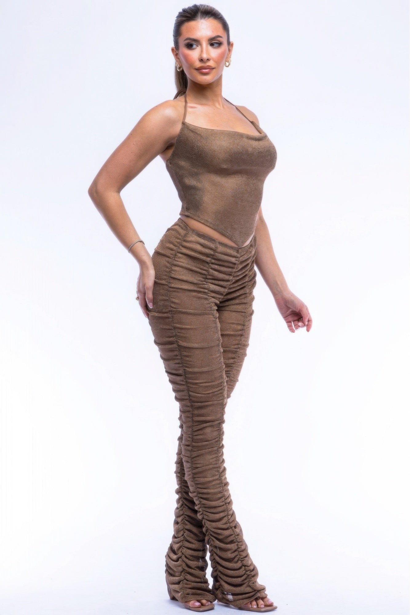 Halter Top Ruched Pants Set - Nova Store