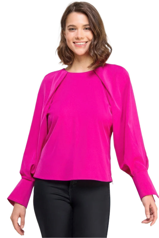Raglan Long Sleeve Top With Back Neck Tie - Nova Store