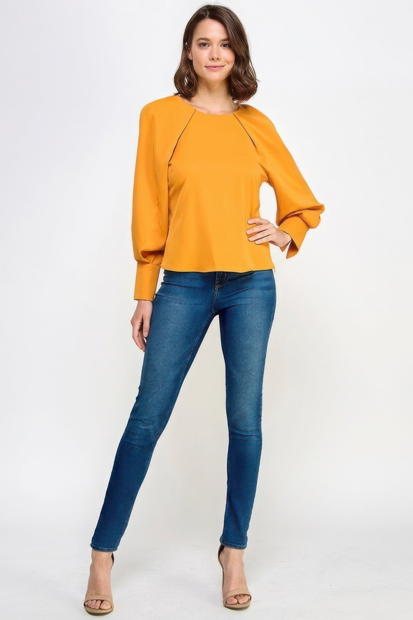 Raglan Long Sleeve Top With Back Neck Tie - Nova Store