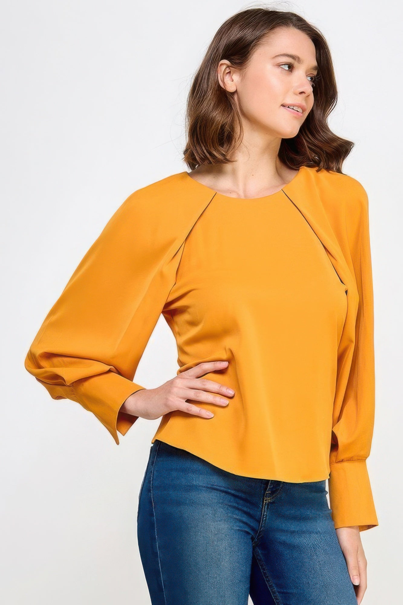 Raglan Long Sleeve Top With Back Neck Tie - Nova Store
