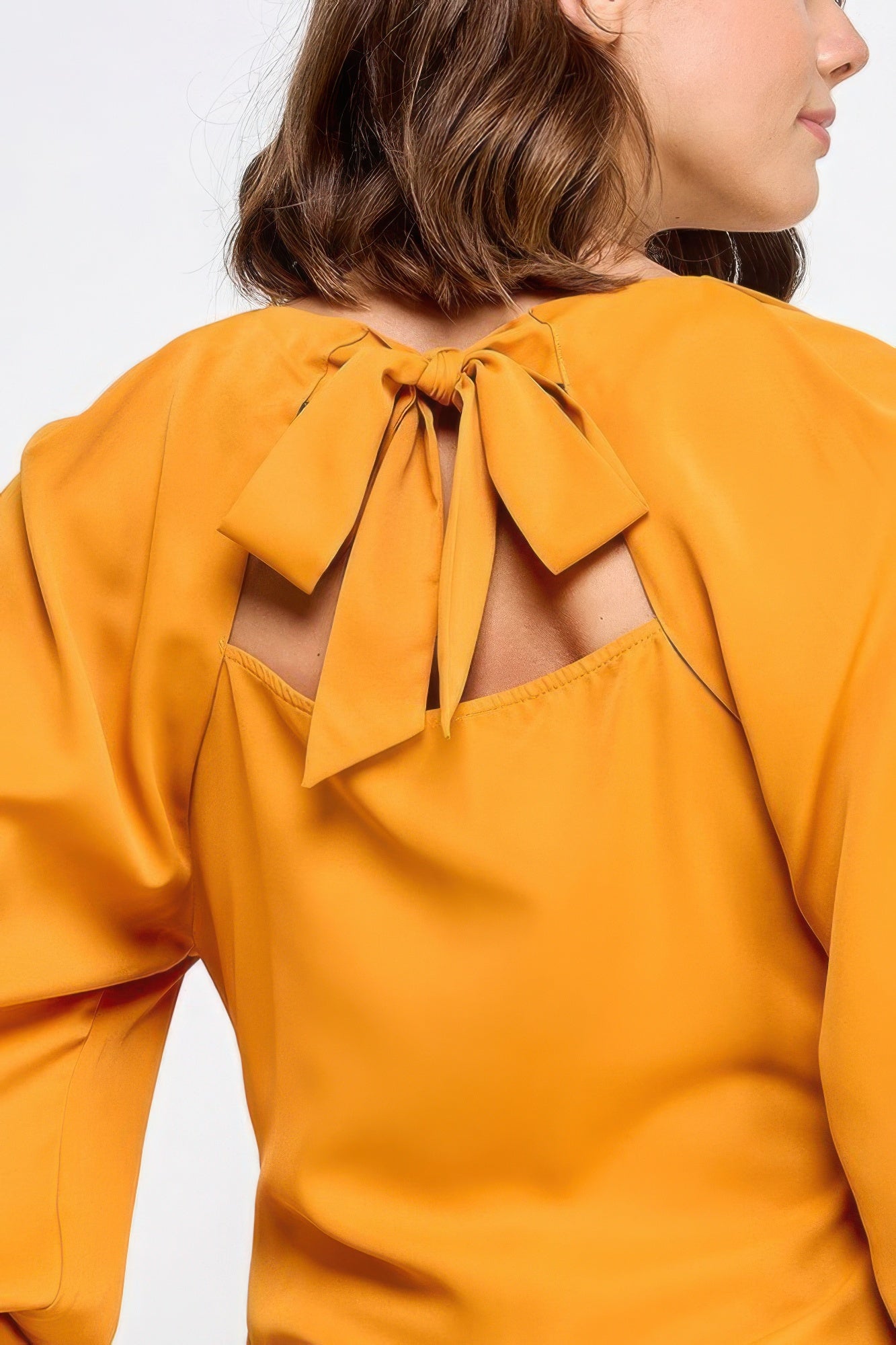 Raglan Long Sleeve Top With Back Neck Tie - Nova Store