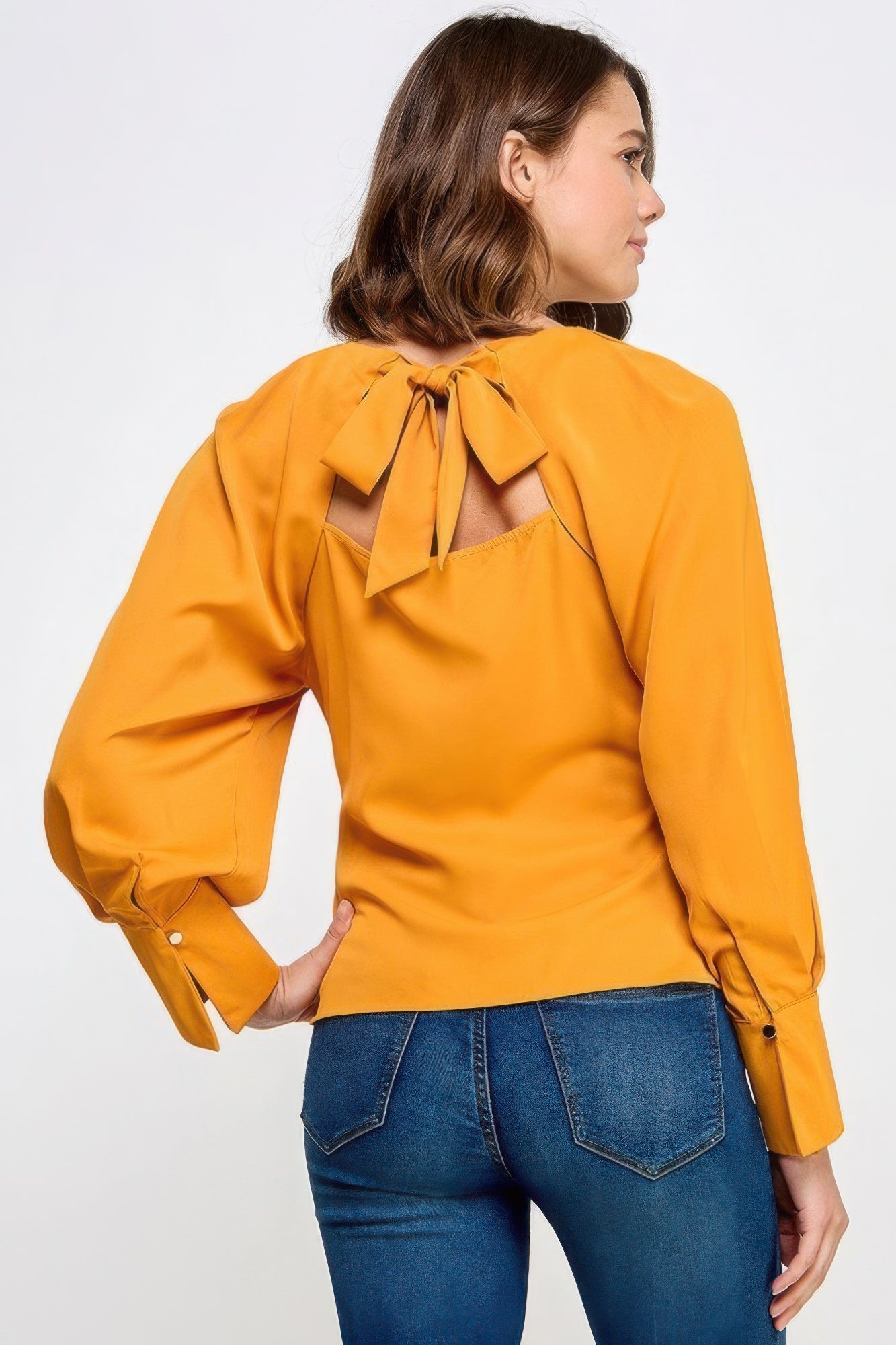 Raglan Long Sleeve Top With Back Neck Tie - Nova Store