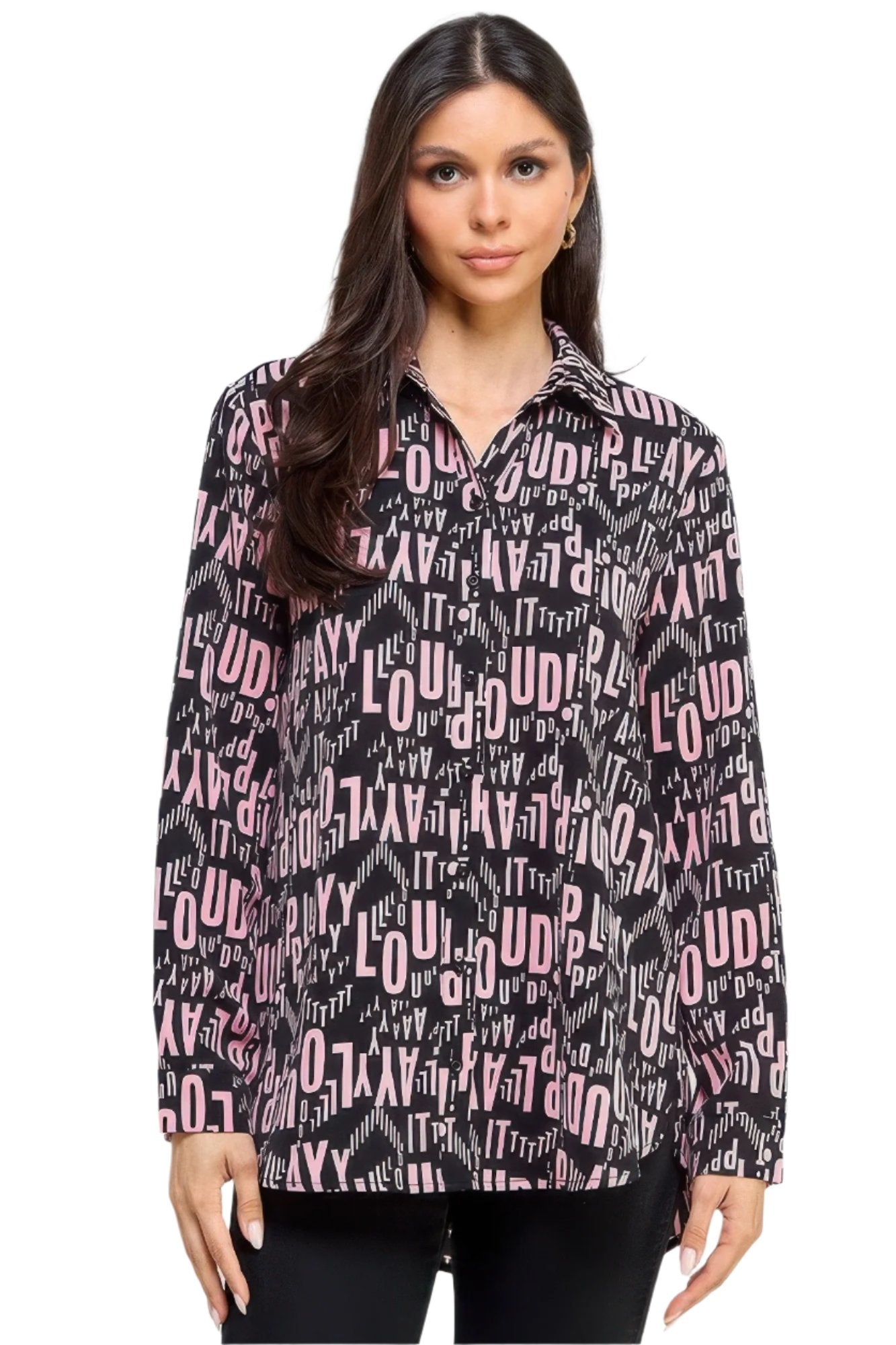 Printed Satin Long Sleeve Tunic Top - Nova Store