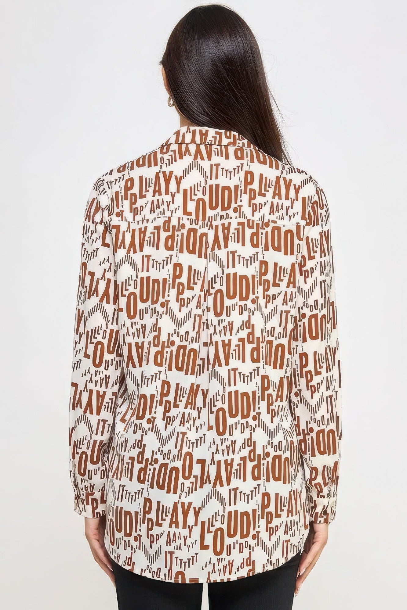 Printed Satin Long Sleeve Tunic Top - Nova Store