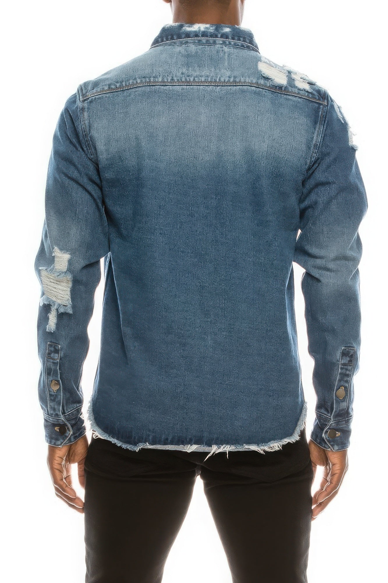 Blue Ripped Overshirt | Blue Denim Overshirt | Nova Store