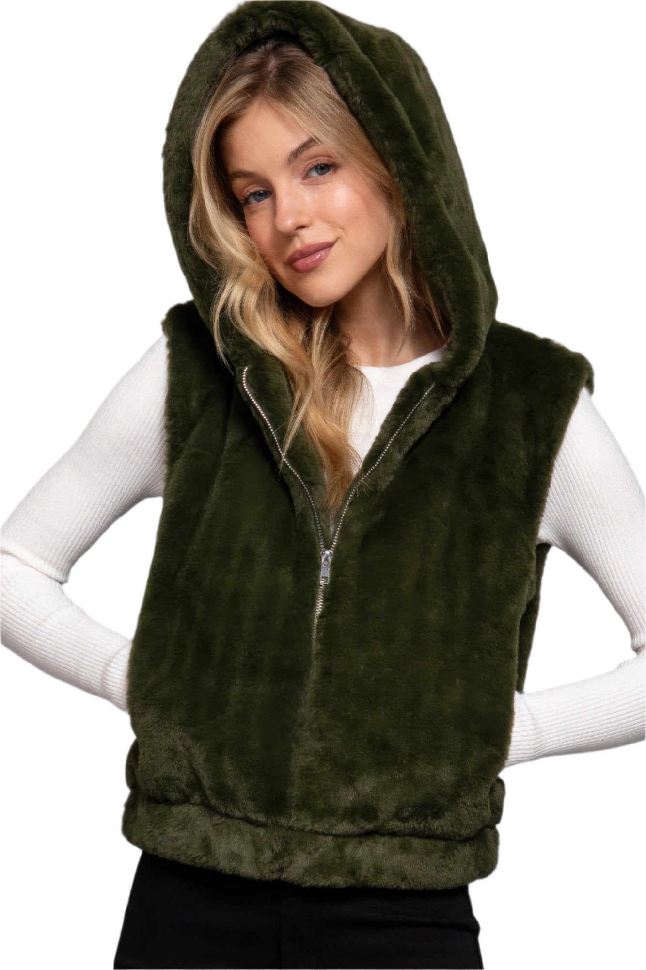 Hoodie Faux Fur Vest