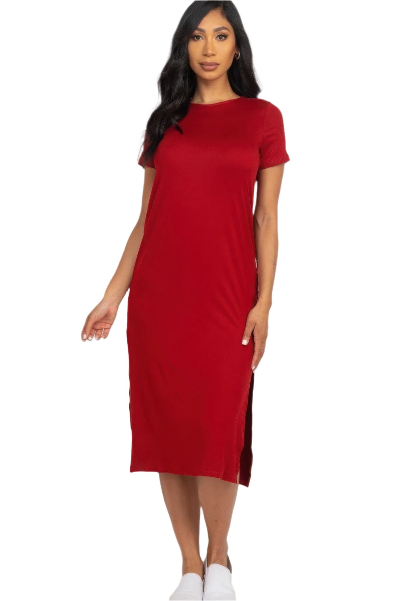 Side slit comfy midi dress - Nova Store