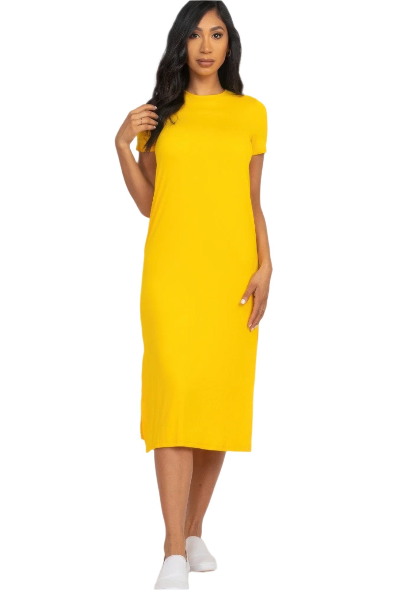 Side slit comfy midi dress - Nova Store