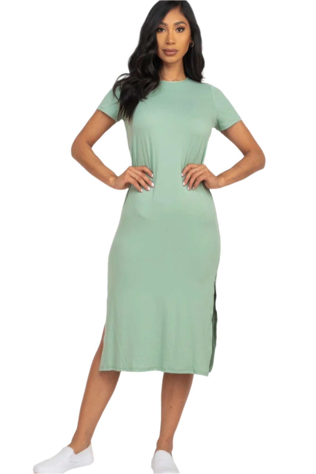 Side slit comfy midi dress - Nova Store