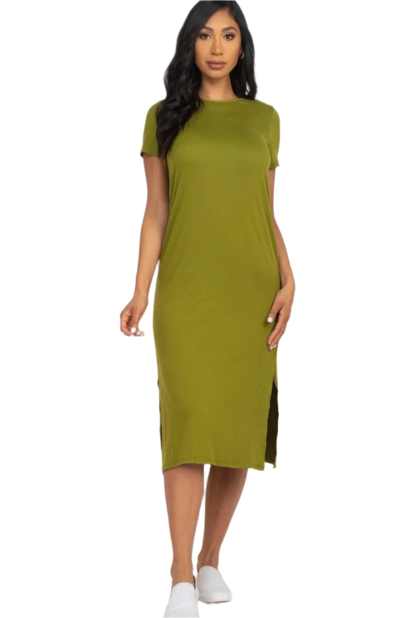 Side slit comfy midi dress - Nova Store