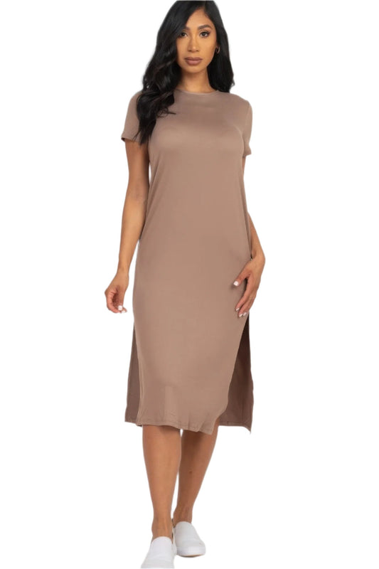 Side slit comfy midi dress