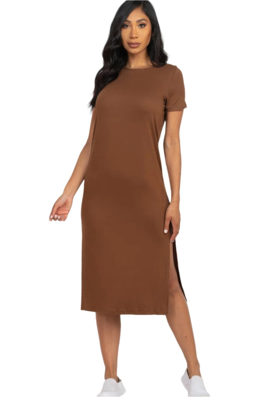 Side slit comfy midi dress