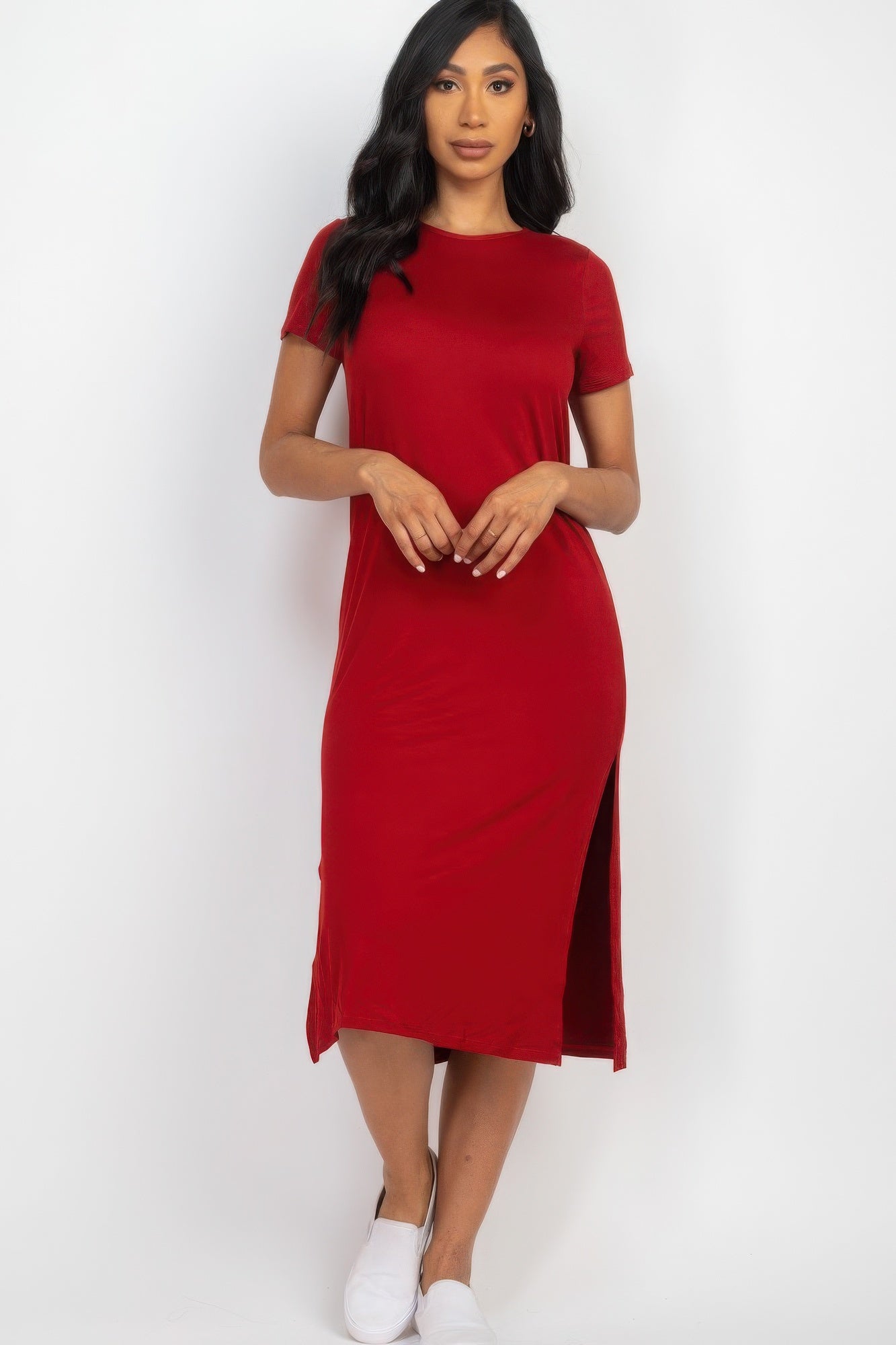 Side slit comfy midi dress - Nova Store