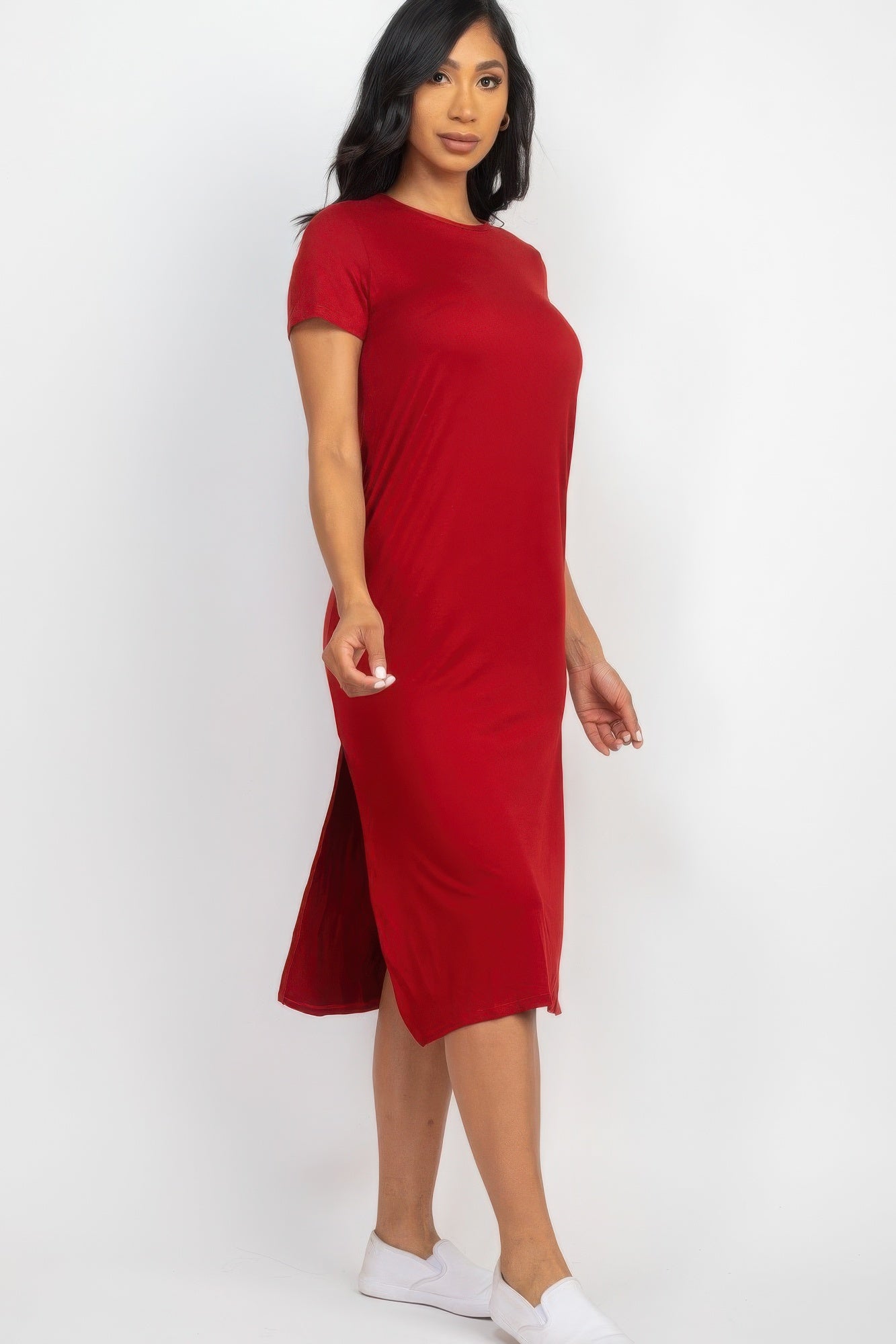 Side slit comfy midi dress - Nova Store