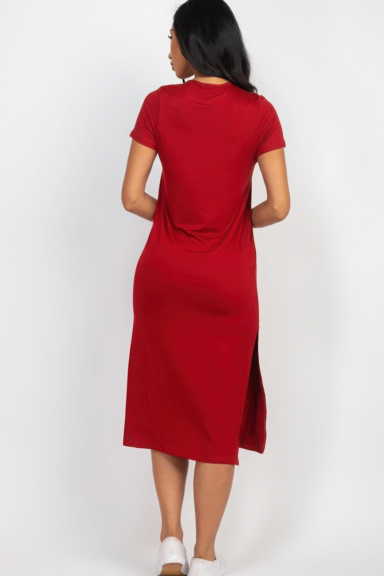 Side slit comfy midi dress - Nova Store