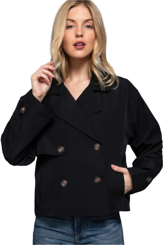 Double Breasted Short Trench Jacket