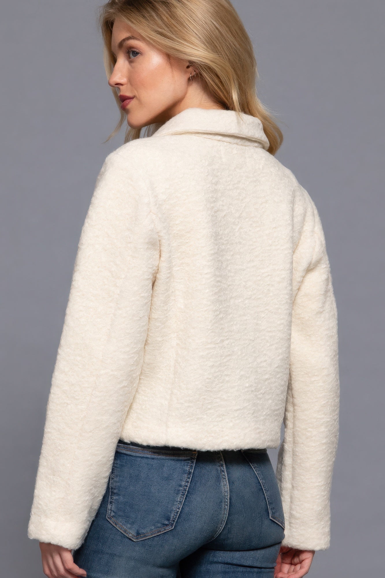 Long Slv Teddy Fleece Short Jacket - Nova Store