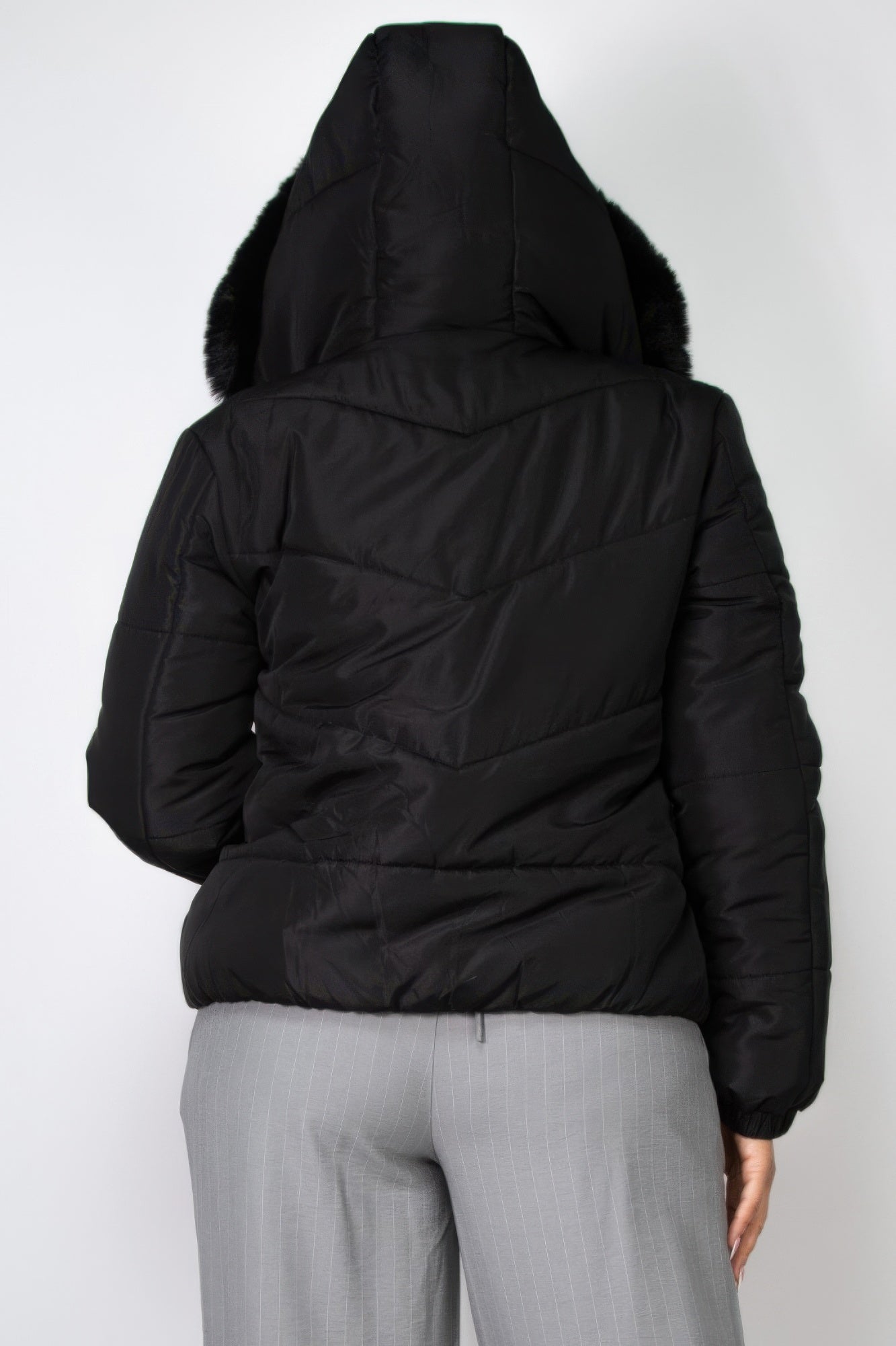 Insulated Zip-up Faux Fur Hooded Jacket - Nova Store