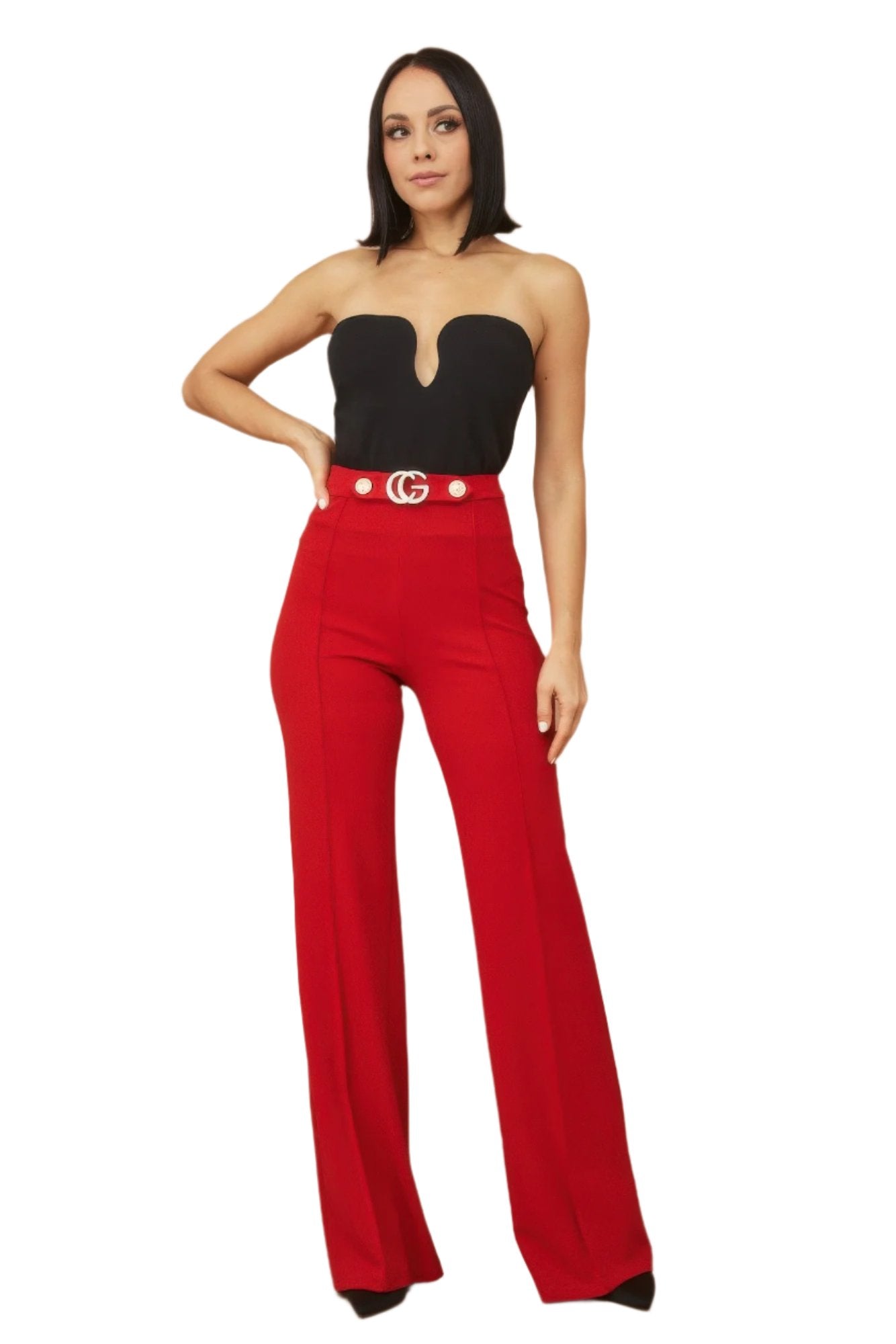 Cg Buckle And Button Detail Pants - Nova Store