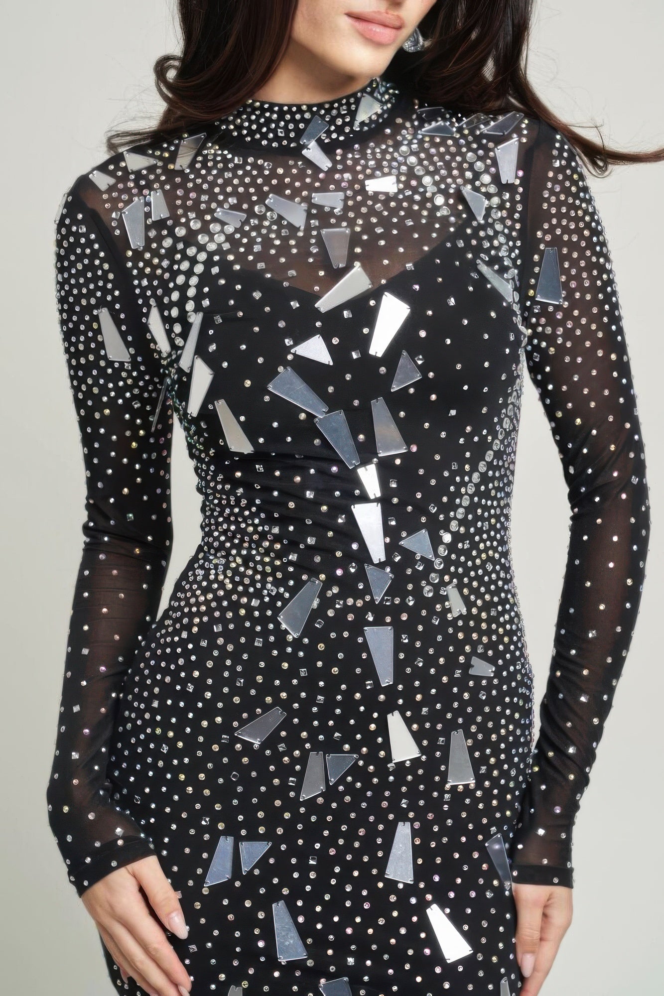 Mirrors & Rhinestones Mini Dress - Nova Store
