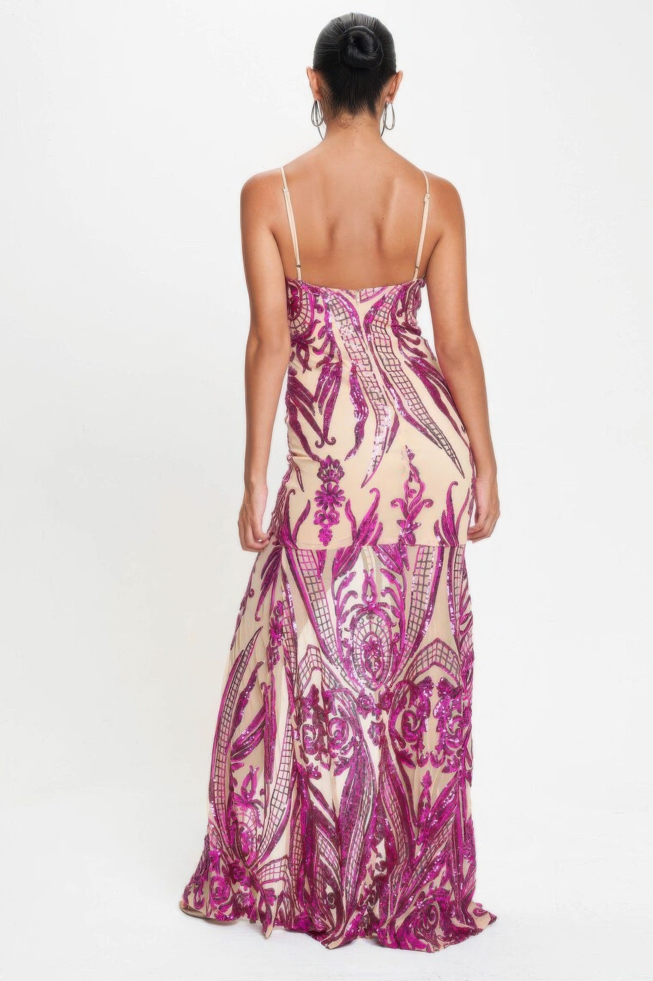 Spaghetti Strap Art Deco Sequins Maxi Dress - Nova Store