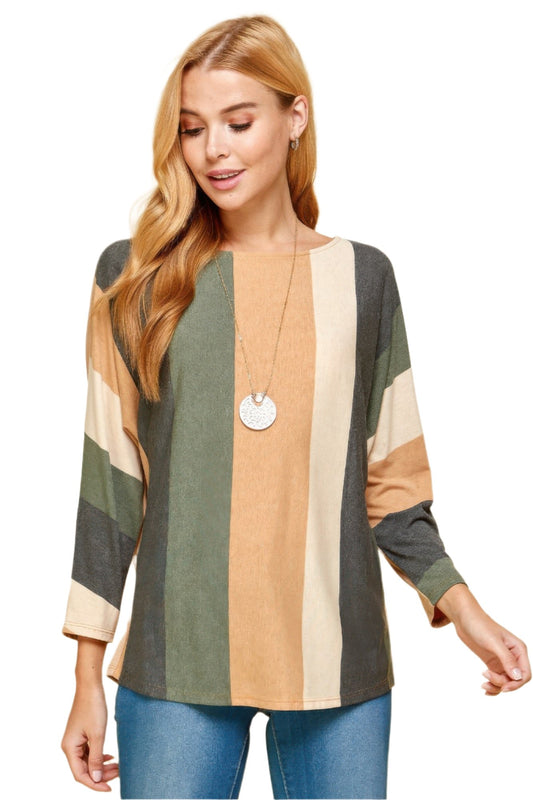 Striped Dolman Sleeves Top