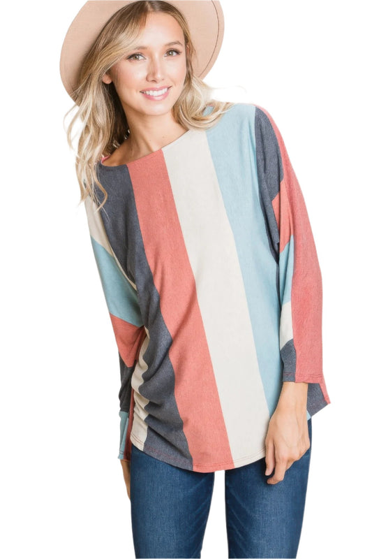 Striped Dolman Sleeves Top