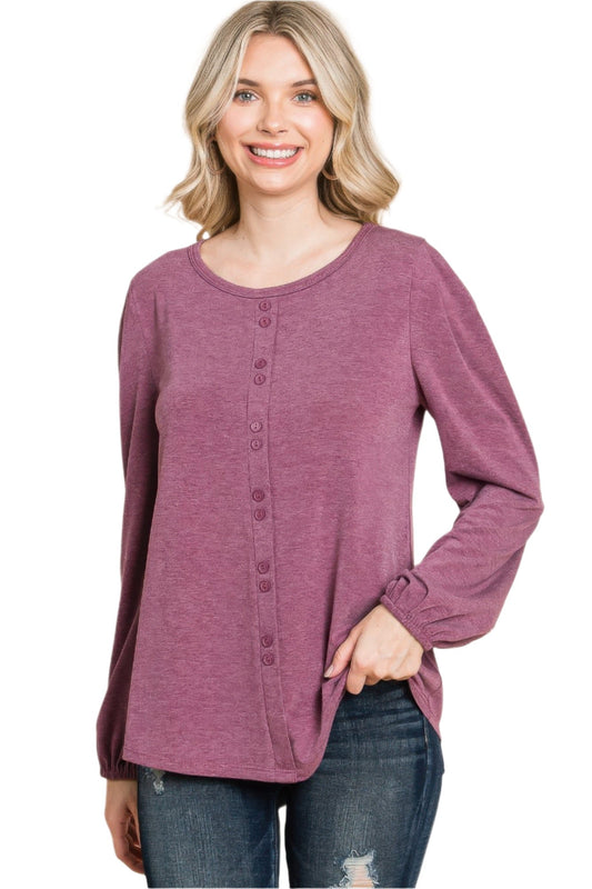 Solid Tr Spandex Long Sleeve Top