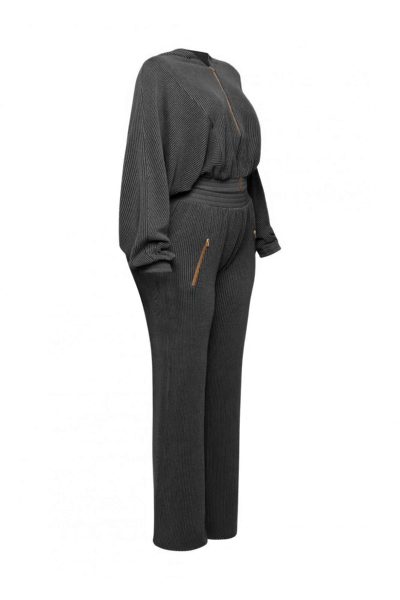 Zipper Closure Hoodie Jacket & Pants Set