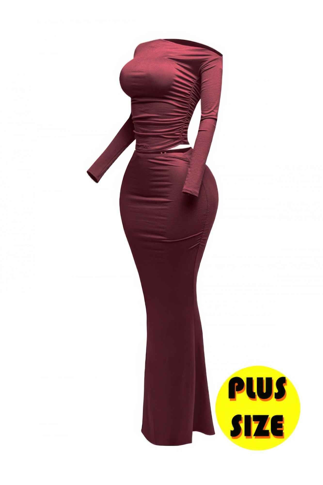 Plus Size One Side Off Shoulder Top & Skirt Set