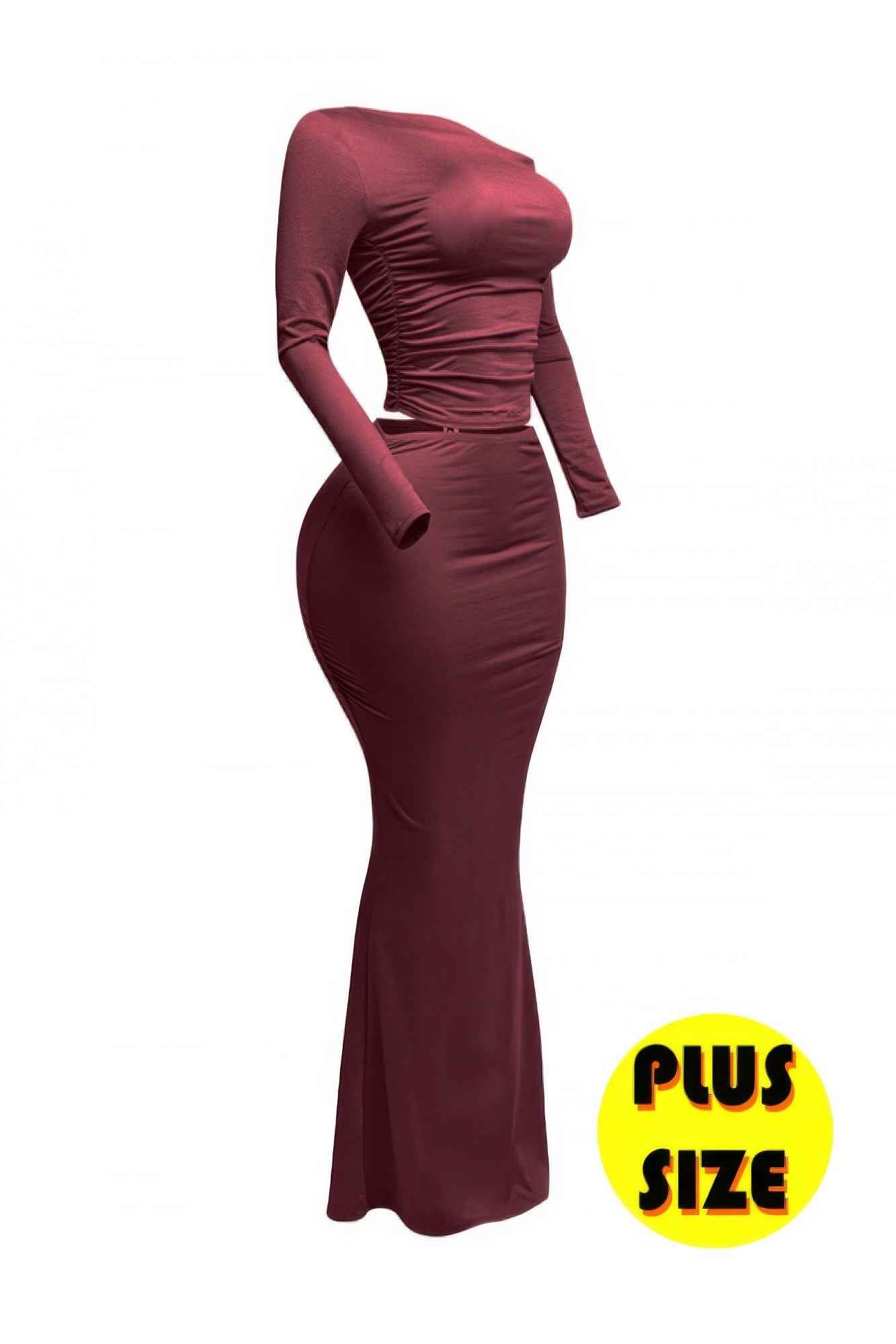 Plus Size One Side Off Shoulder Top & Skirt Set