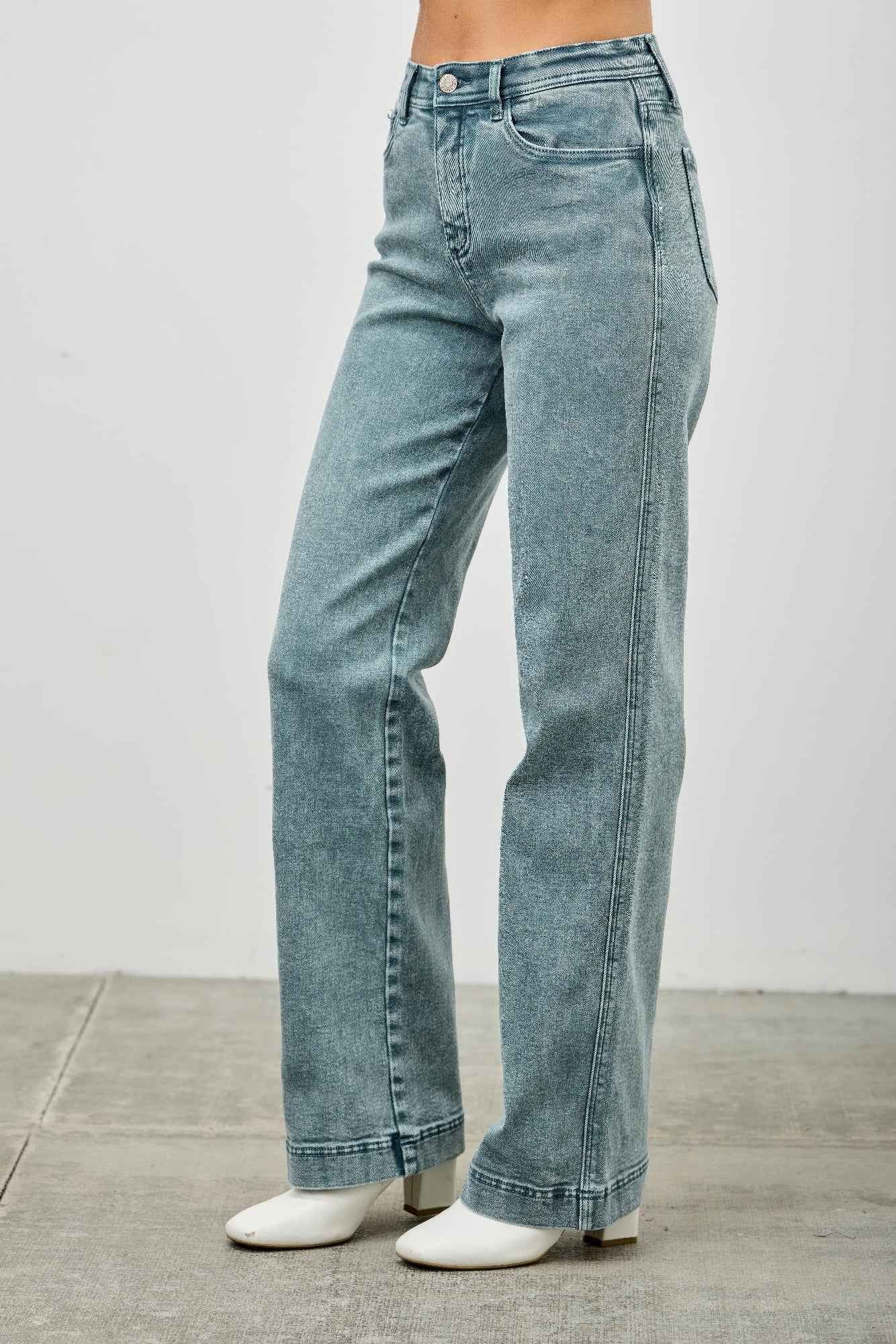 High Rise Slim Wide Straight