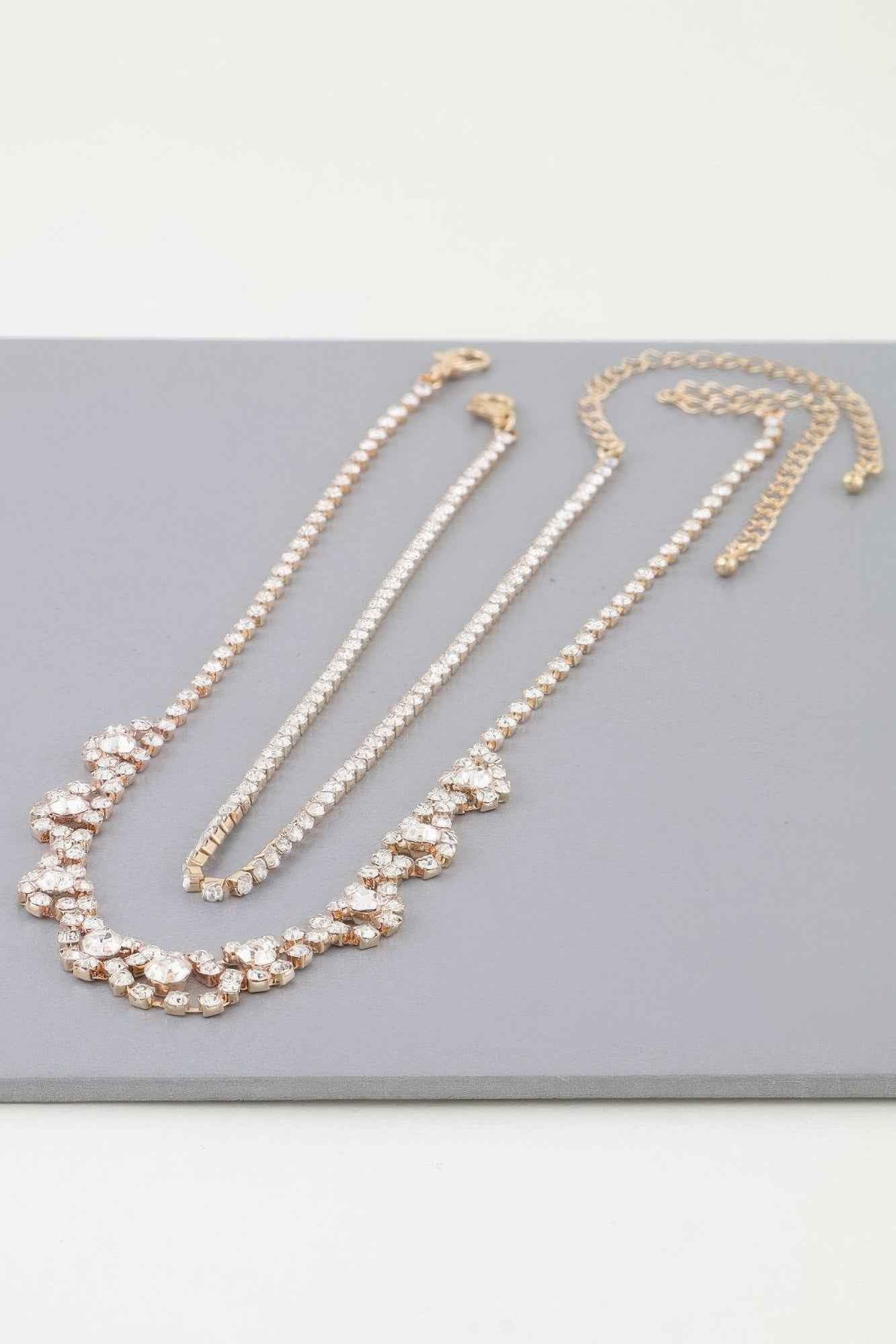 Bejeweled Curtain Drop Ballgown Necklace