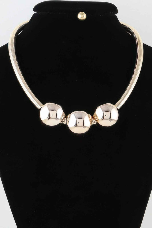 Triple Shiny Bead Statement Necklace