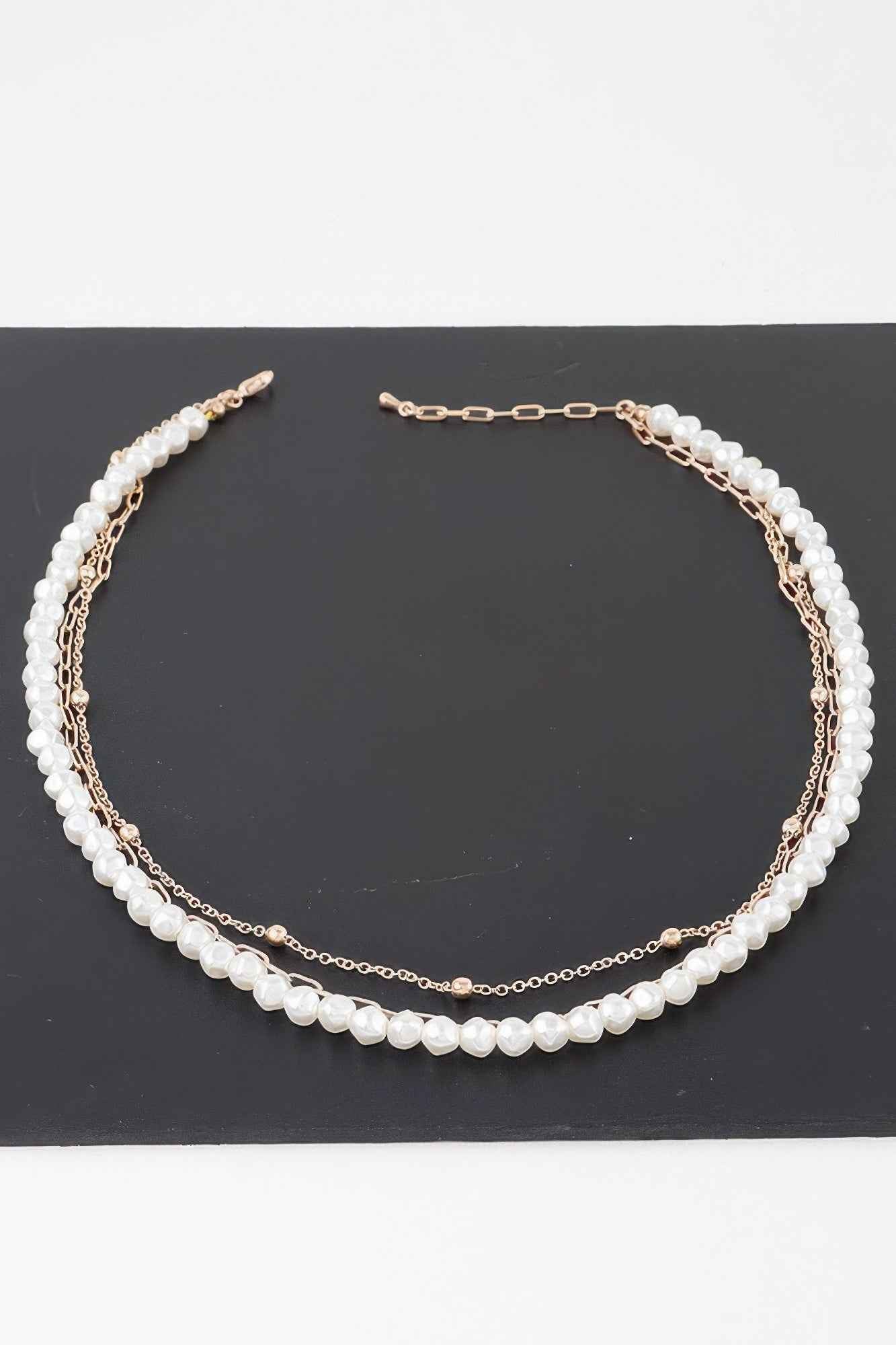 Triple Pearl Chain Necklace