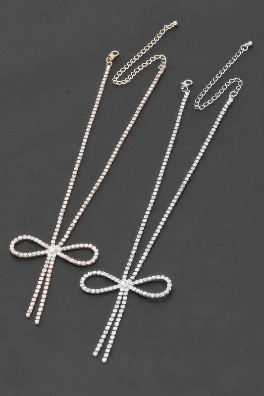 Rhinestone Ribbon Necklace