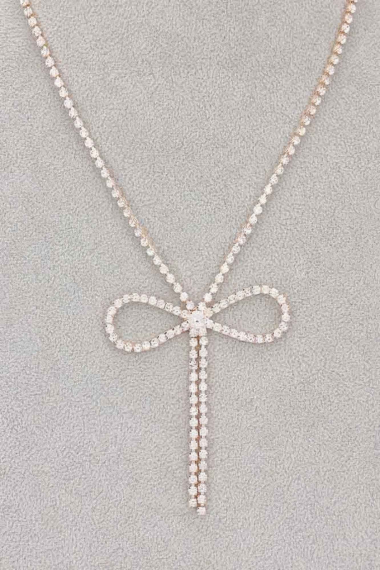 Rhinestone Ribbon Necklace