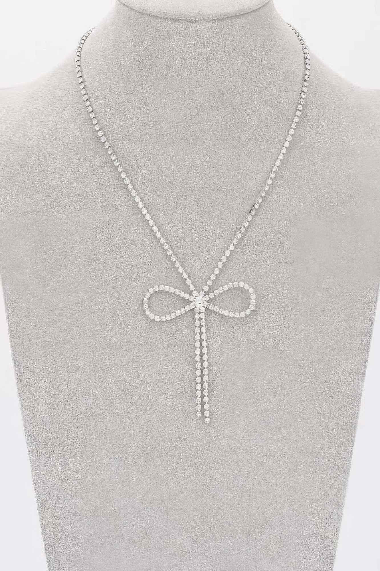 Rhinestone Ribbon Necklace