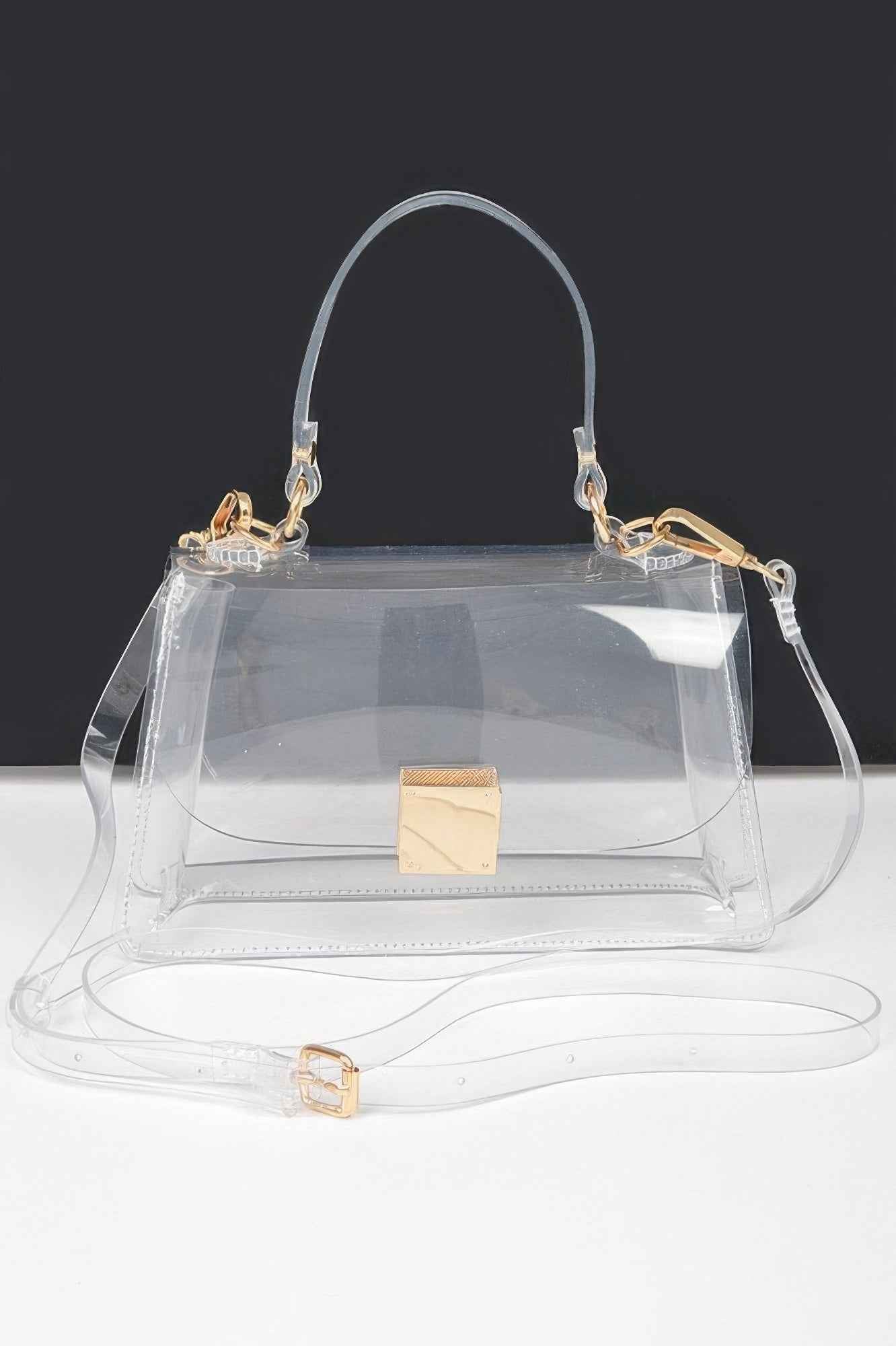 Transparent Top Handle Flap Clutch