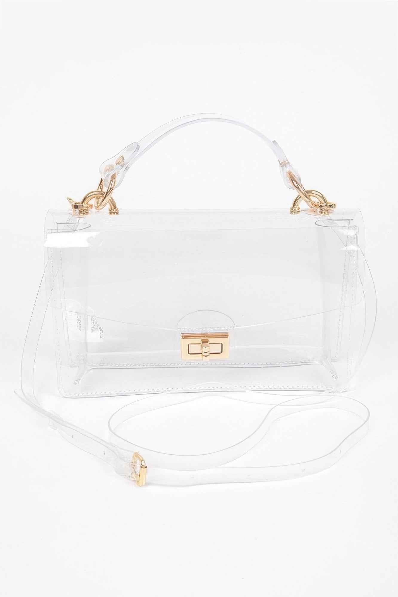 Transparent Metal Studded Flap Bag