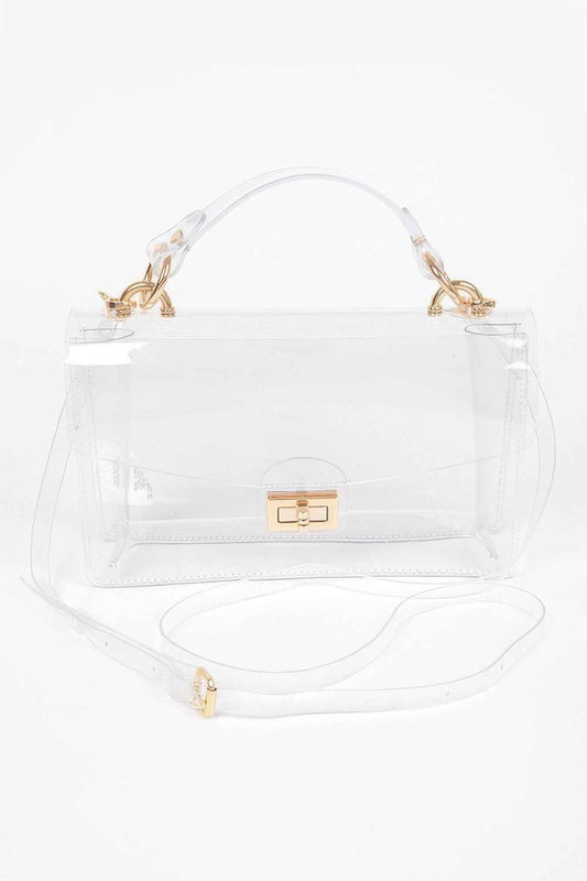 Transparent Metal Studded Flap Bag