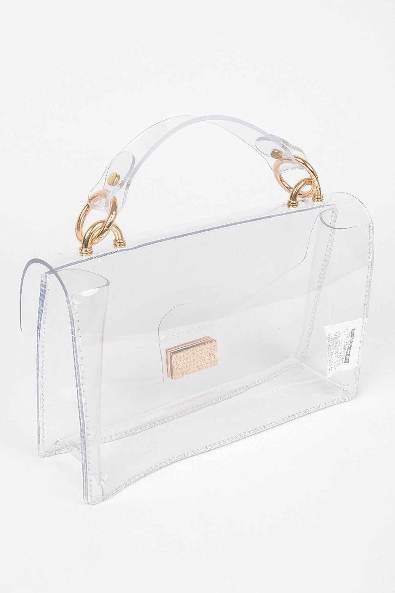 Transparent Metal Studded Flap Bag