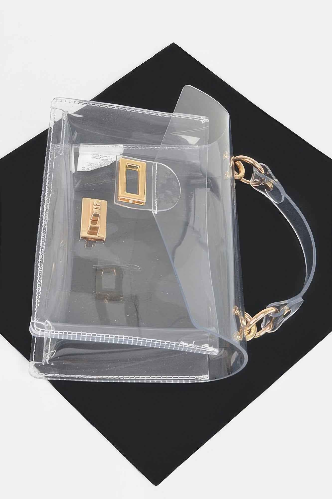 Transparent Metal Studded Flap Bag