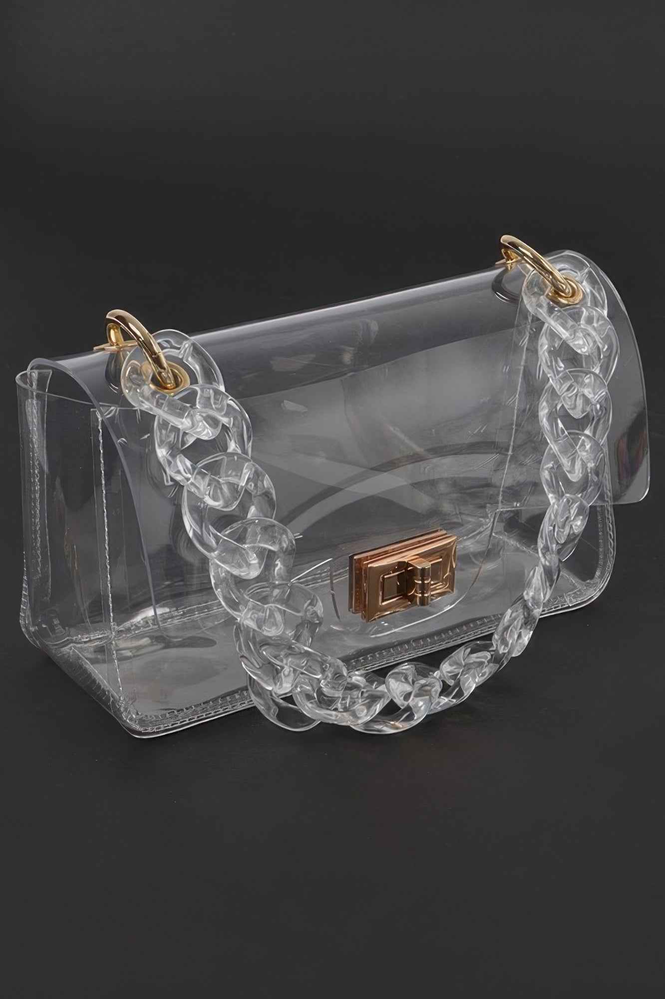 Cross Chain Body Visibly Clear Clutch