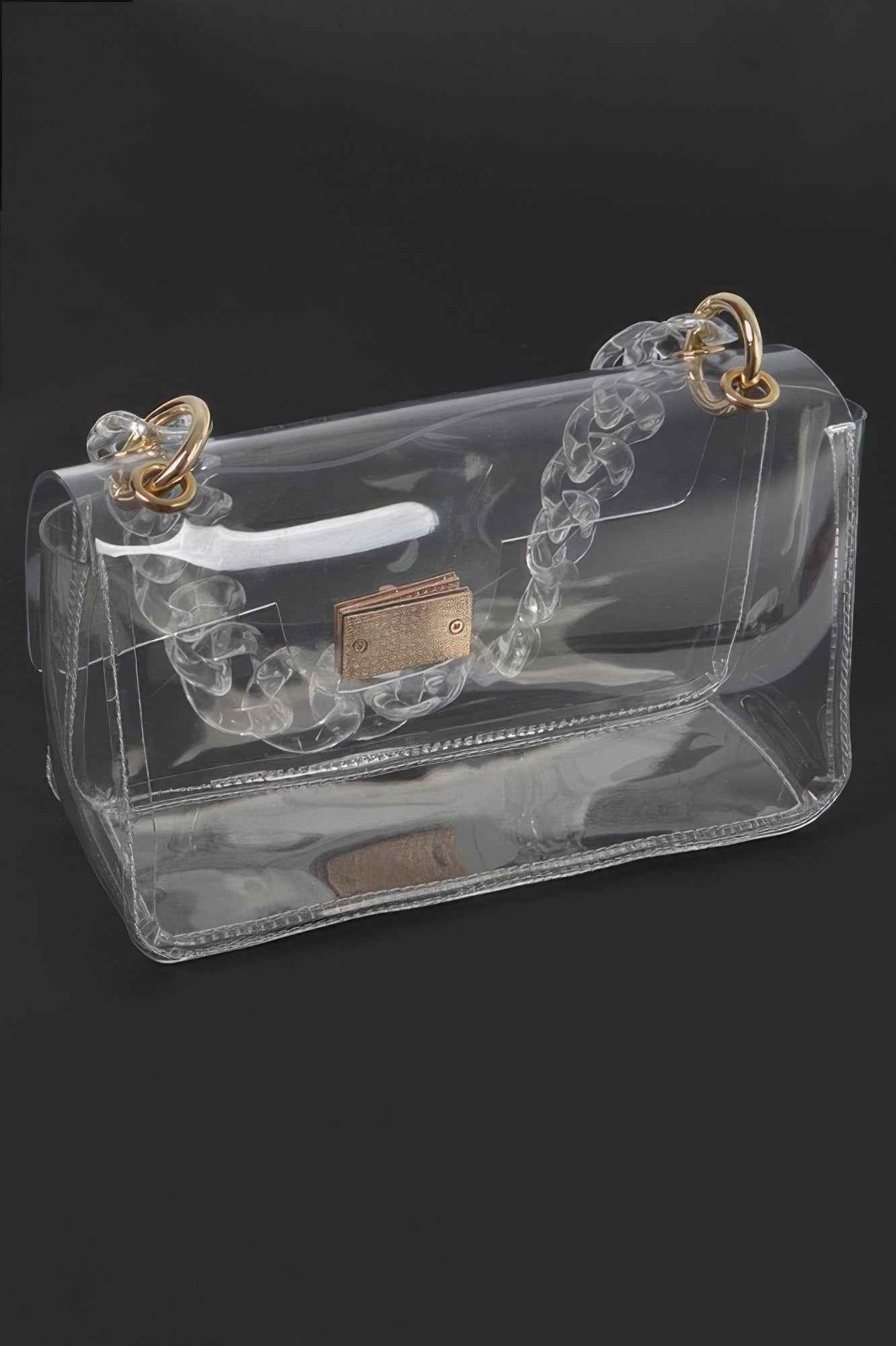 Cross Chain Body Visibly Clear Clutch